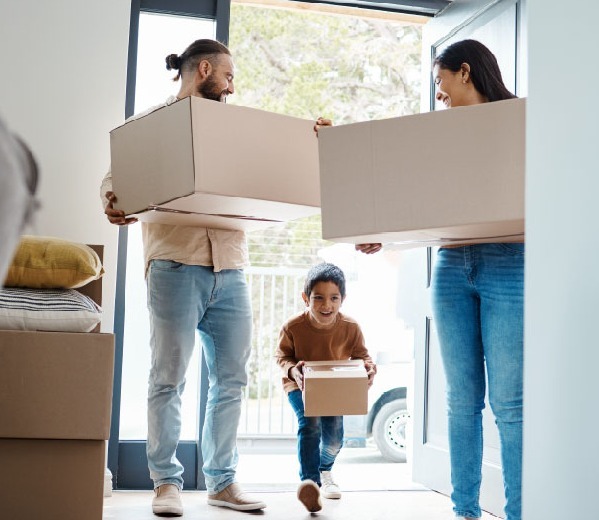 Family moving into a new home.
