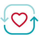 Heart with repeat arrows icon