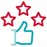Thumbs up and 3 stars icon