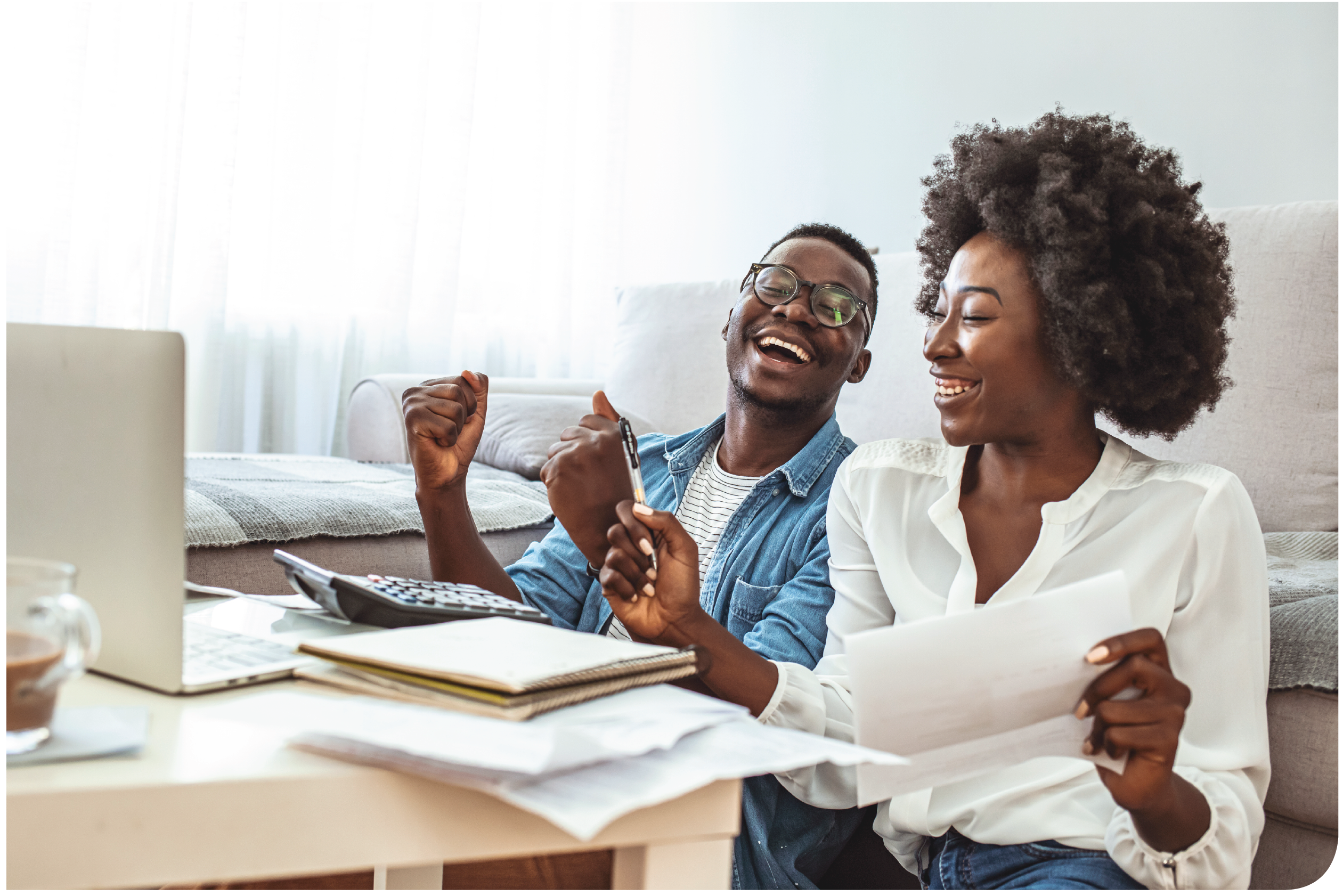 Happy couple relieved with finances