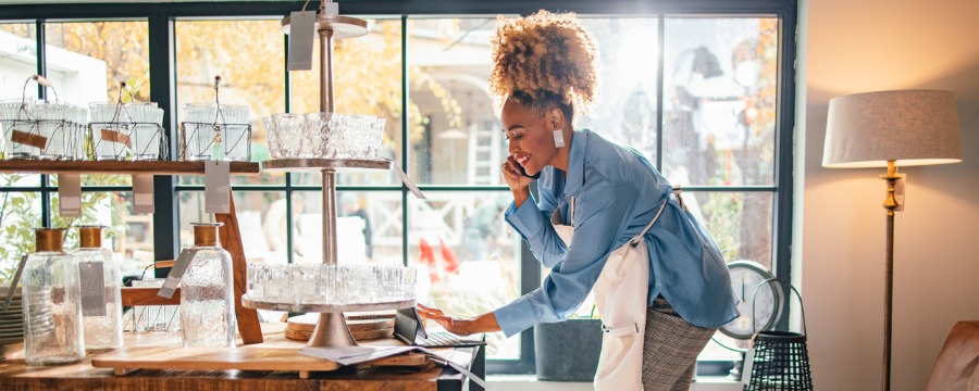 Business Accounts Business owner on the phone