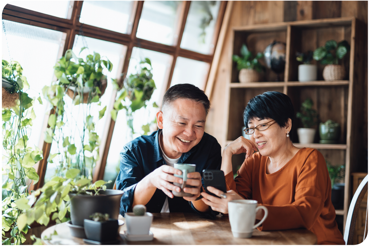 Couple enjoying coffee