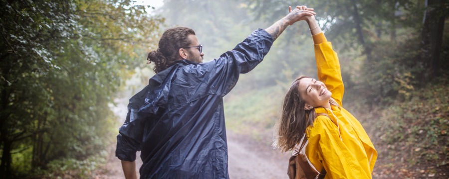 Couple dancing in the rain